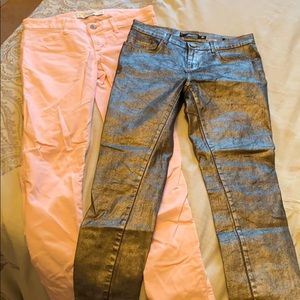 Velvety Pink Jeans and Metallic Silver Jeans